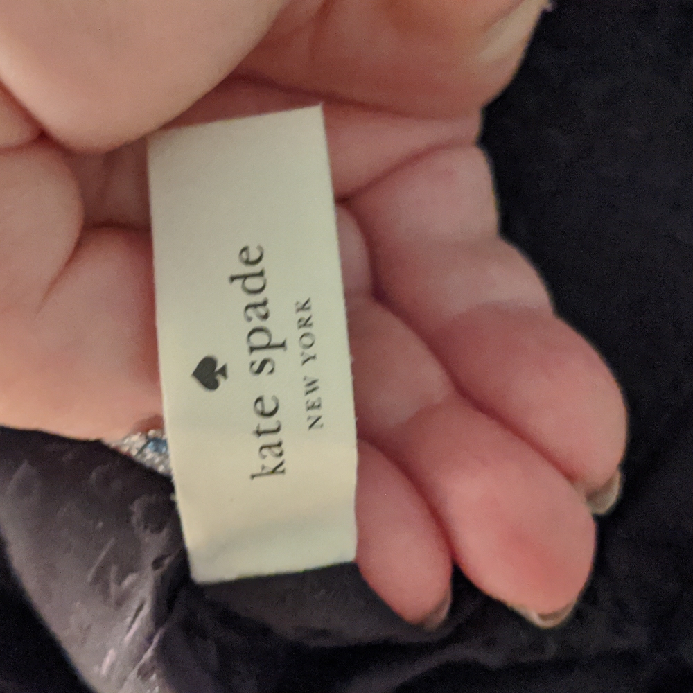 Kate Spade Dark Gray Suede lg purse with lg front pocket, Gold chain & Leather - Picture 4 of 16